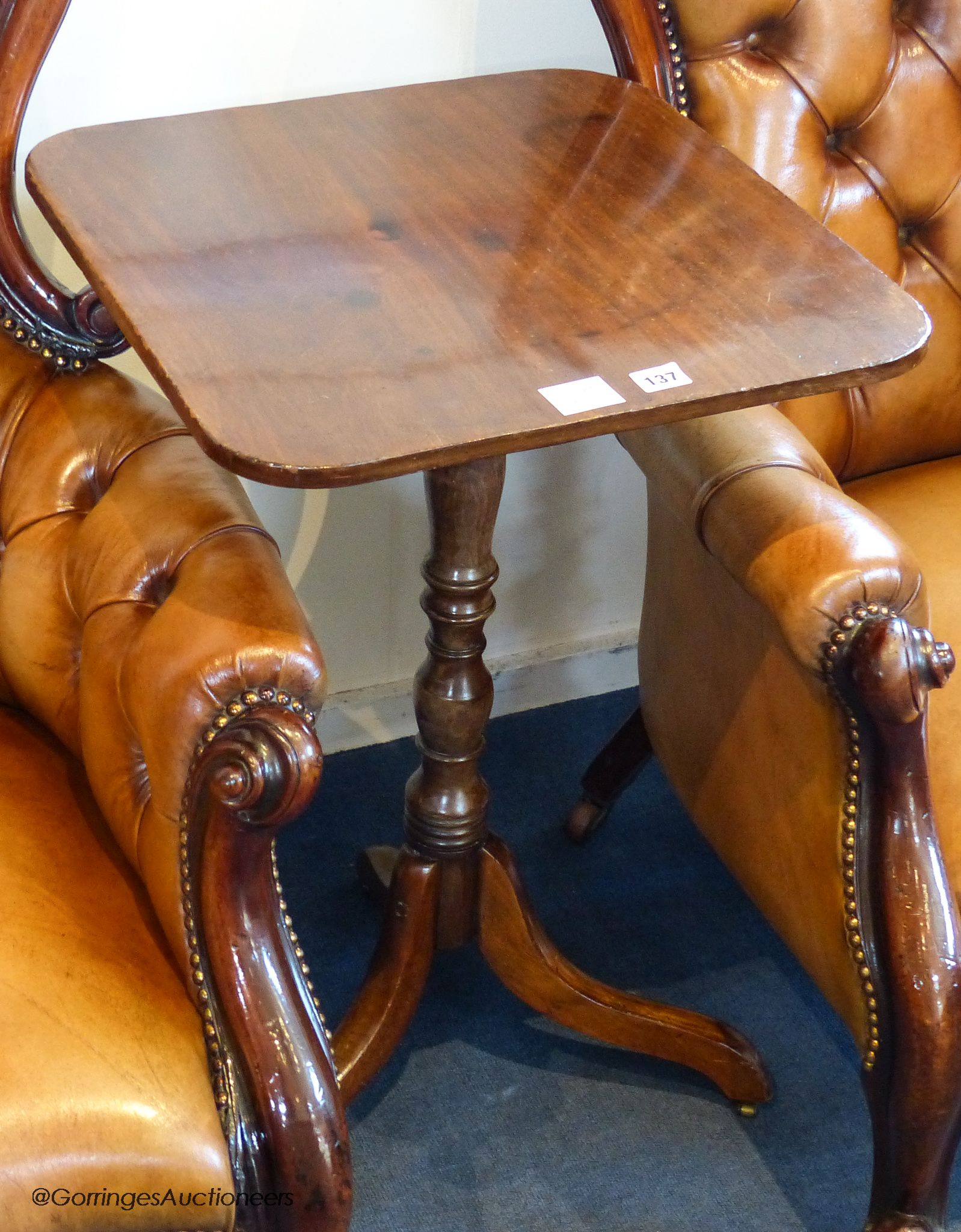 A 19th century mahogany tripod occasional table, 48 cm wide, 47 cm deep, 71 cm high